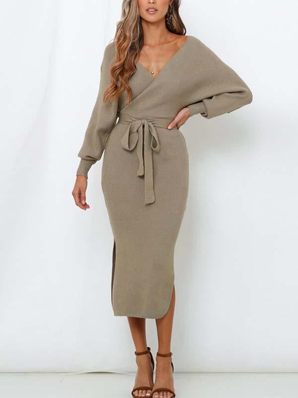 Stunncal V Neck Autumn Dress