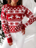 Stunncal Snowflake Moose Christmas Sweater