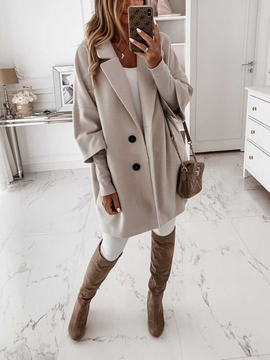 Stunncal Tweed Coat With Seven-quarter Sleeves