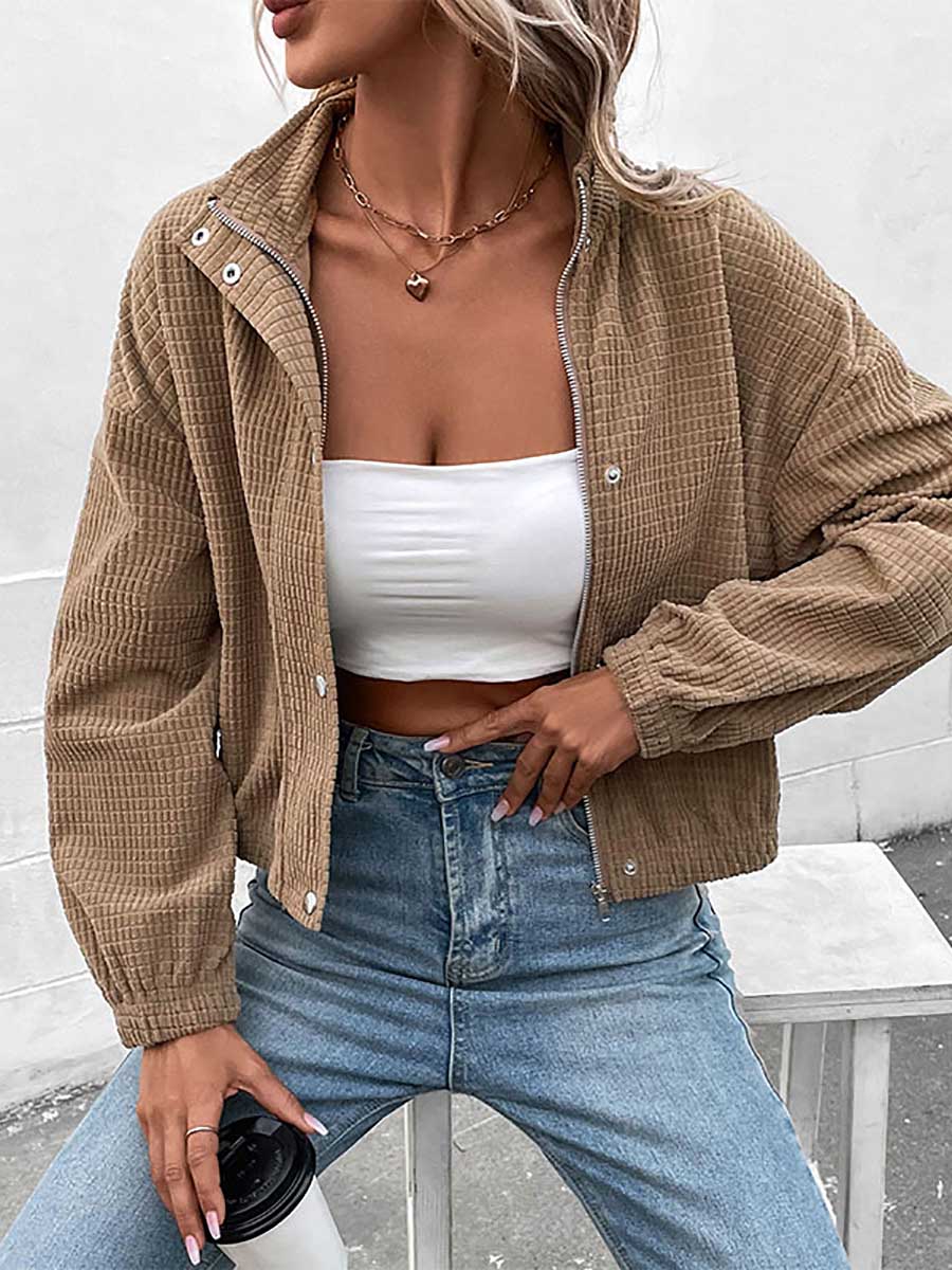 Stunncal Stand-up Jacket Corduroy Short Coat