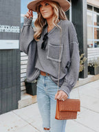 Stunncal Waffle Drop Sleeve Loose Casual Top（6 colors）